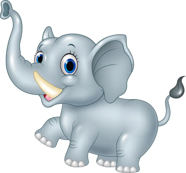 Cartoon funny baby elephant isolated on white background — Stock Vector