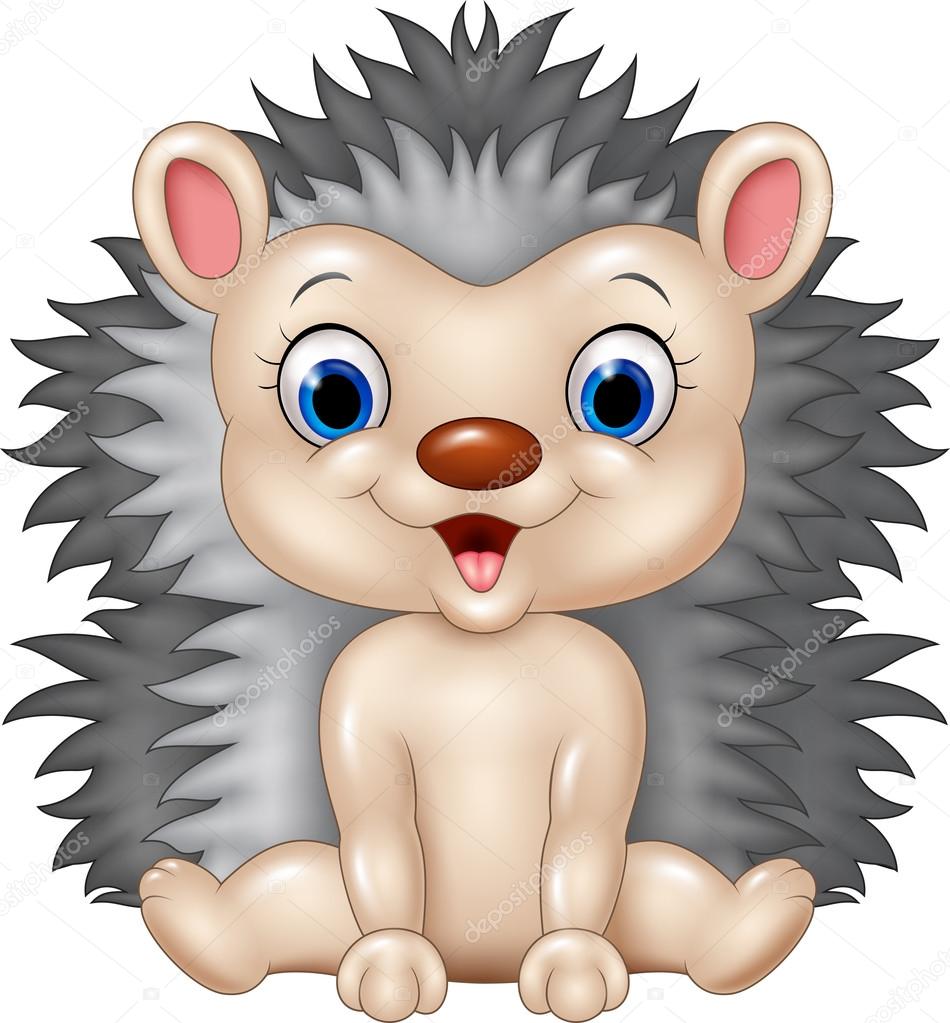 Cute baby hedgehog sitting isolated on transparent background