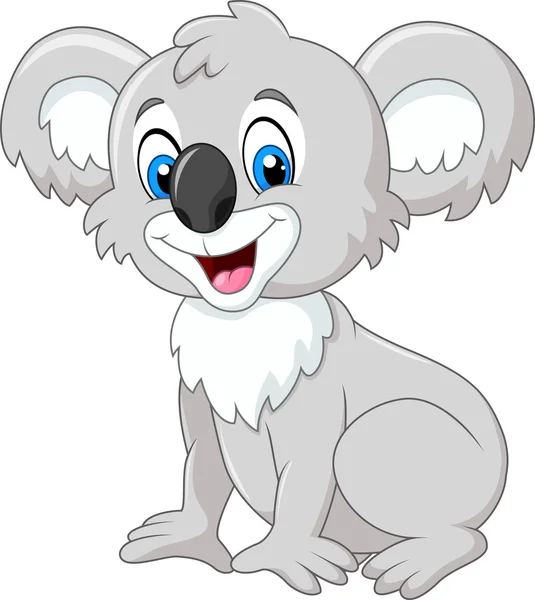 Rajzfilm imádnivaló koala ül elszigetelt fehér háttér — Stock Vector