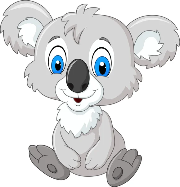 Cartoon adorable koala sitting isolated on white background — Stock Vector