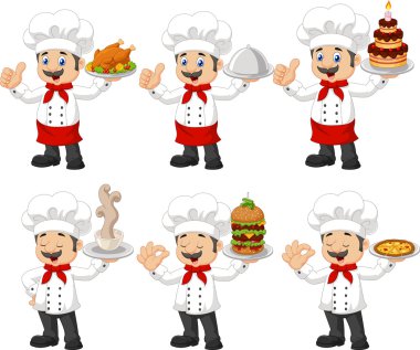 Cartoon chef collection set isolated on white background vector