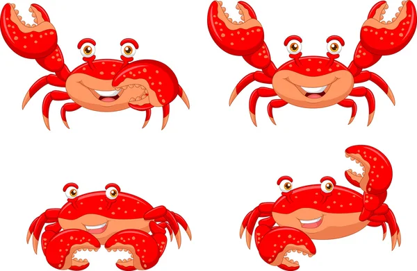 Cartoon Crab Collection Set isoliert auf weißem Hintergrund — Stockvektor