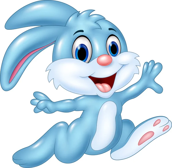 Cartoon happy bunny running isolated on white background — Stock Vector