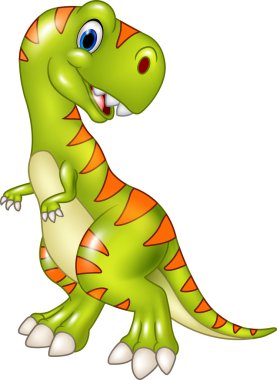 Komik Tyrannosaurus çizgi filmi beyaz arkaplanda izole edildi