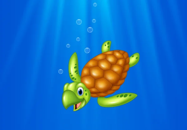 Cartoon zeeschildpad zwemmen in de oceaan — Stockvector