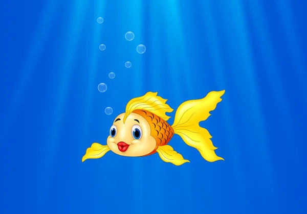 Cartoon goldfish swimming in the water — Stock Vector