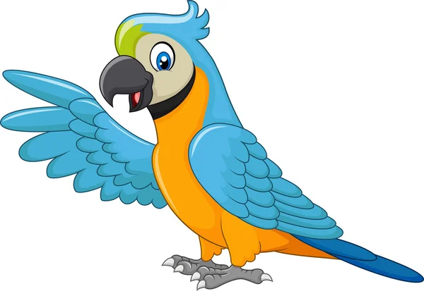 Κινούμενο σχέδιο macaw που παρουσιάζει απομονωμένο σε λευκό φόντο — Διανυσματικό Αρχείο