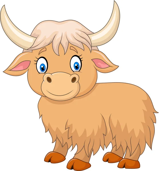 Cartoon funny yak isolated on white background — Stock Vector