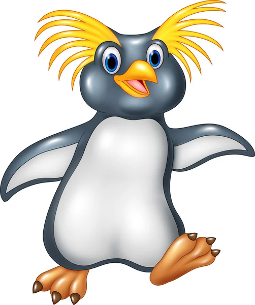 Kreslené vtipné tučňák rockhopper — Stockový vektor