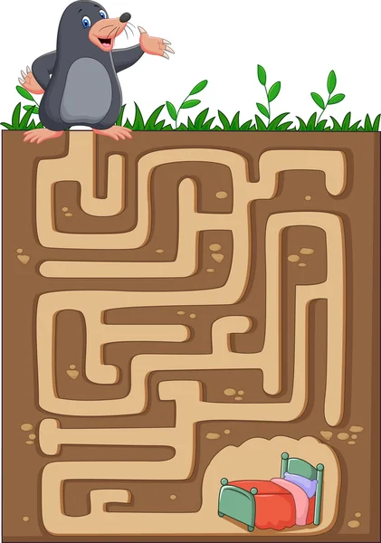 Ajude a toupeira a encontrar o caminho para casa em um labirinto subterrâneo . — Vetor de Stock