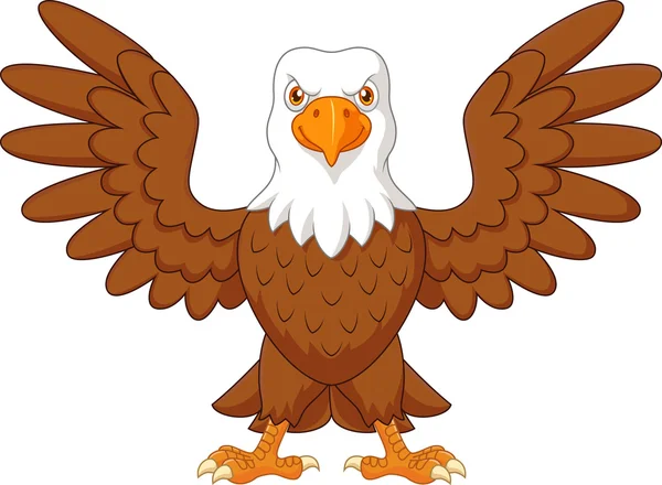 Cartoon bald eagle standing with wings extended — Stock Vector