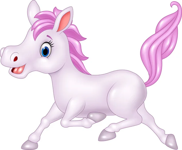 Hermoso caballo pony corriendo aislado sobre fondo blanco — Vector de stock