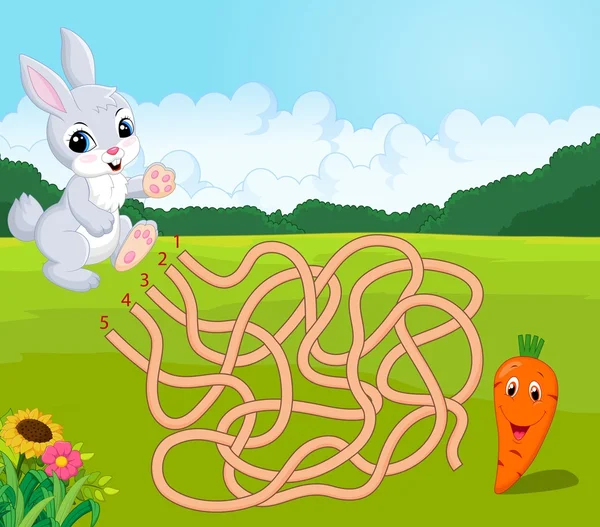 Помощь кролику, чтобы найти способ моркови в лабиринте. — стоковый вектор