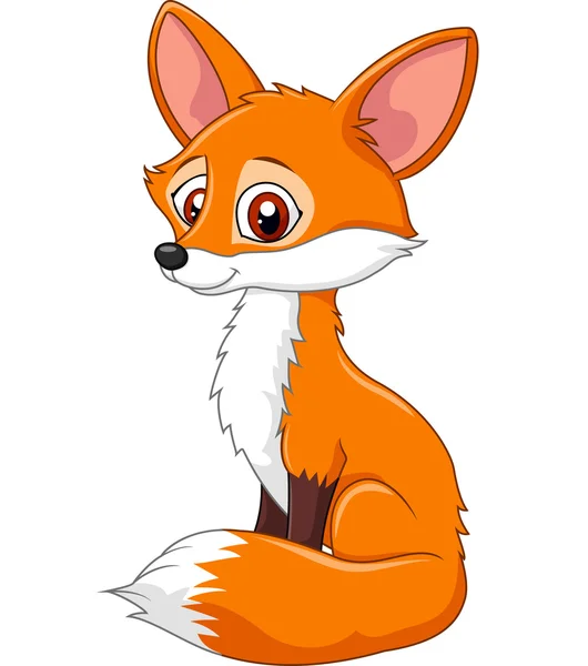 卡通搞笑狐狸坐在白色背景上孤立 — 图库矢量图片