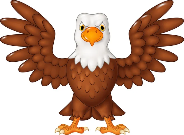 Cartoon bald eagle standing with wings extended — Stock Vector