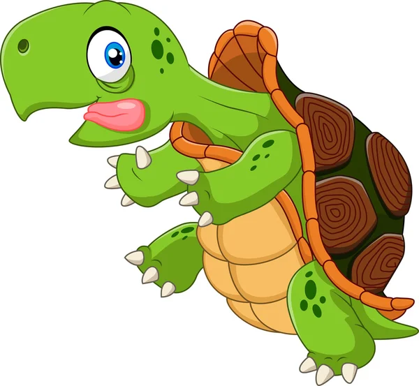 Cartoon funny turtle running — Stock Vector