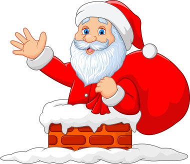 Mutlu Noel Baba bacadan çuval ile