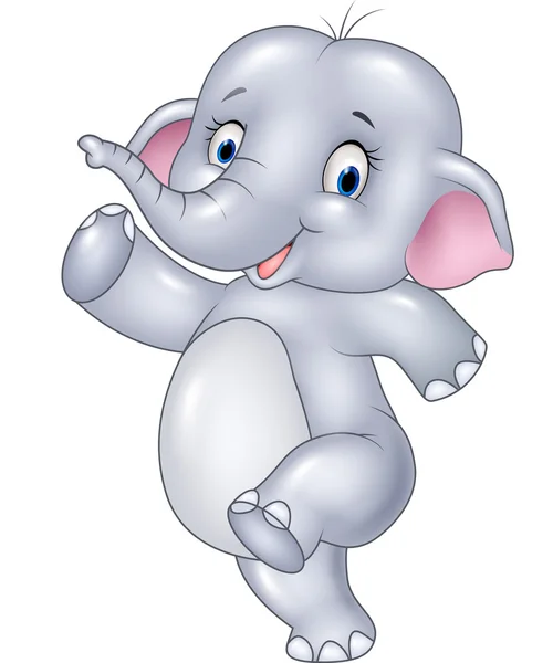 Dessin animé éléphant drôle isolé sur fond blanc — Image vectorielle