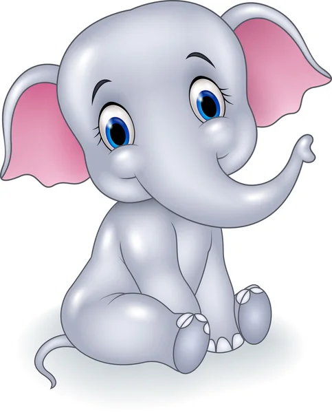 Cute baby elephant sitting isolated on white background — Stock Vector