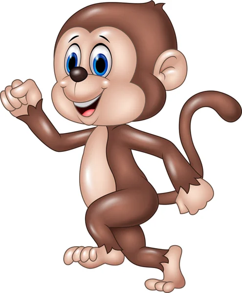 Macaco bonito correndo isolado no fundo branco —  Vetores de Stock