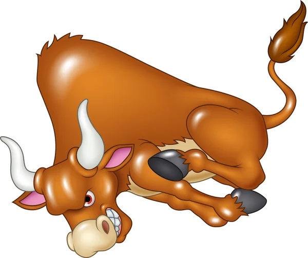Boos-bull aanvalt geïsoleerd op witte achtergrond — Stockvector