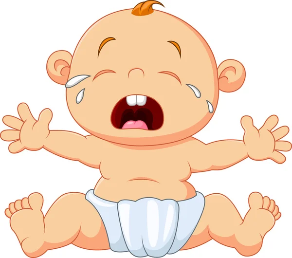 Schattige baby huilen geïsoleerd op witte achtergrond — Stockvector