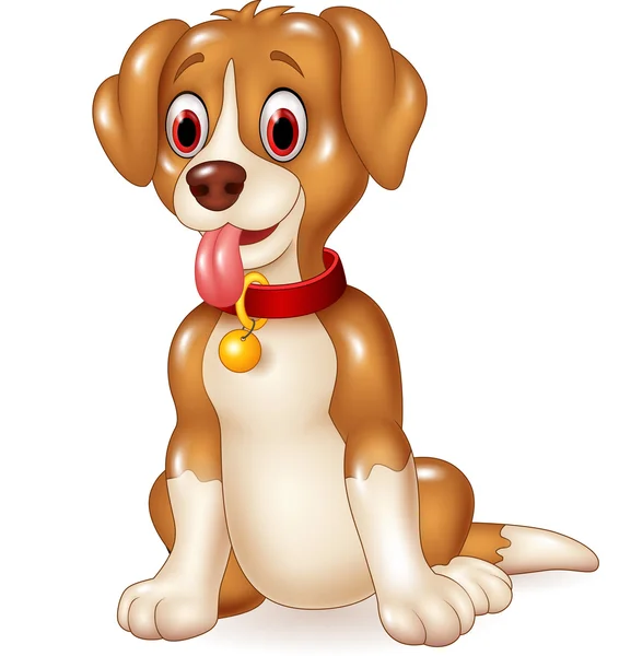 Cartoon funny dog sitting with tongue out — Stock Vector