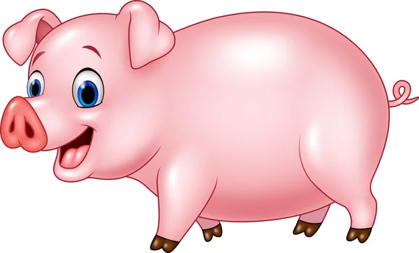 Dessin animé drôle cochon isolé sur fond blanc — Image vectorielle