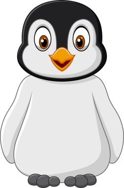 Beyaz arka planda izole edilmiş sevimli bebek penguen pozu