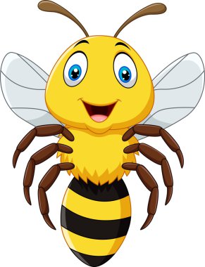 Beyaz arka plan üzerinde izole şirin arı uçan