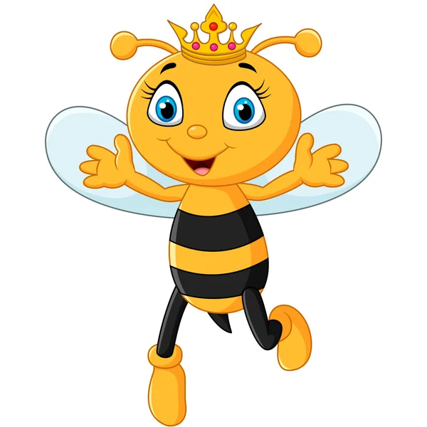 Schattig queen bee hand is geïsoleerd op witte achtergrond — Stockvector