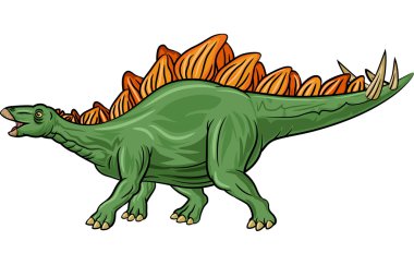 Stegosaurus çizgi filmi beyaz arkaplanda izole edildi