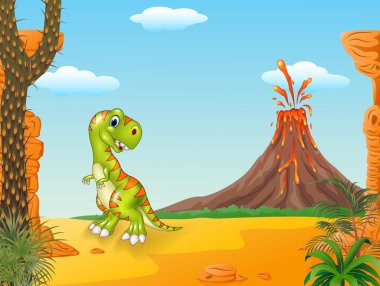 Şirin tyrannosaurus volkan arka ile çalışan
