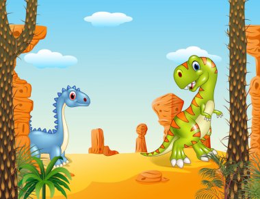 Tarih öncesi geçmişe sahip komik dinozor koleksiyonu.