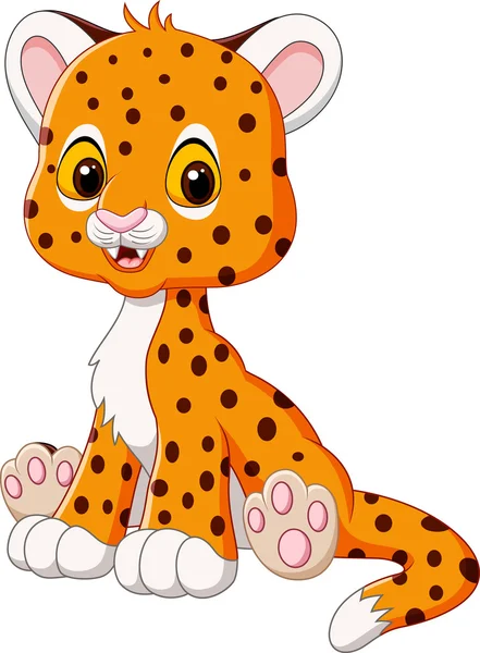 可愛いです赤ん坊cheetah座っている絶縁上の白い背景 — ストックベクタ