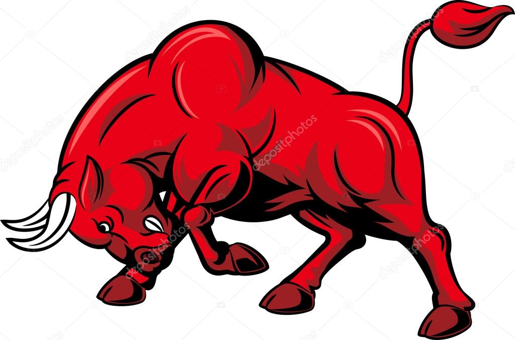 Illustration of angry bull character isolated on white background