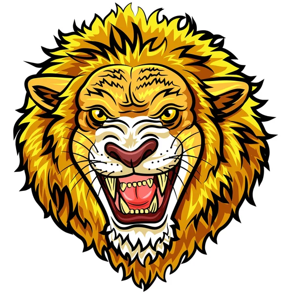 Mascotte de tête de dessin animé lion en colère — Image vectorielle