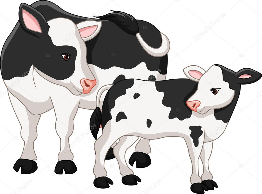 Download Linda madre vaca con ternero bebé Imagen Vectorial de ...