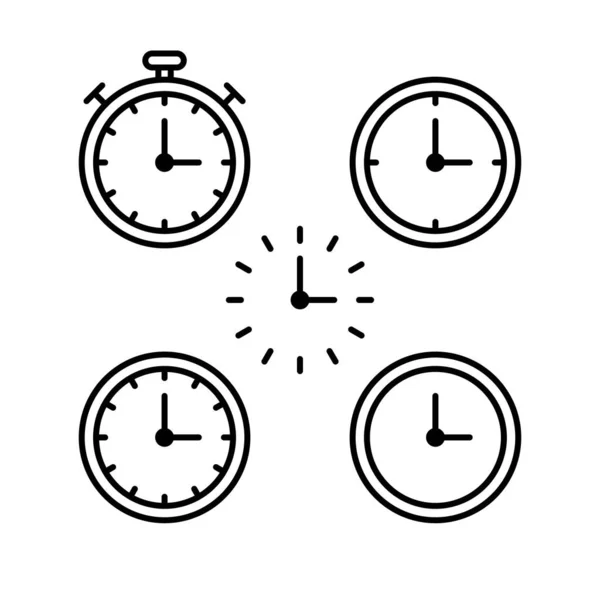 Relógio Rosto Branco Isolado Fundo Branco Conjunto Para Design Relógios — Vetor de Stock