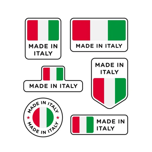 Olika Tillverkad Italien Etiketter Set Italienska Produkt Emblem — Stock vektor