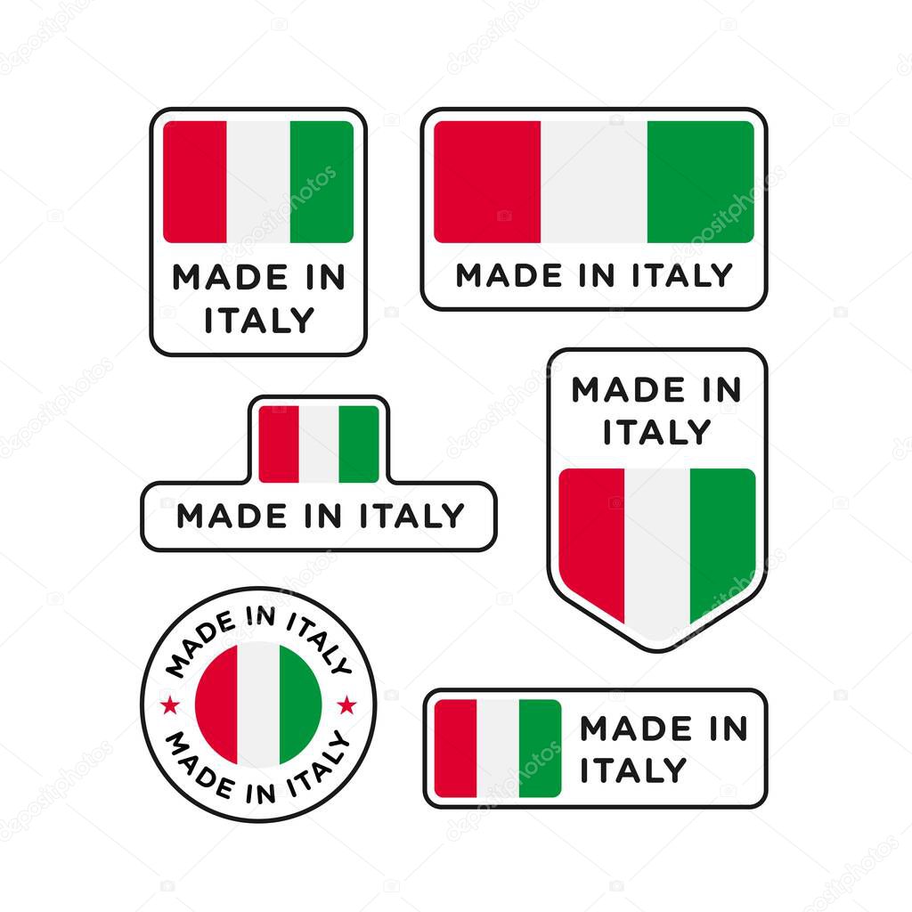 Various made in Italy labels set, Italian product emblem