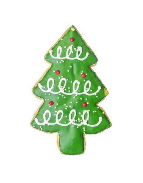 Boże Narodzenie drzewo cookie na białym tle — Zdjęcie stockowe