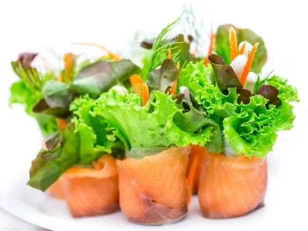 Salmon organic vegetable roll — Stock Photo, Image