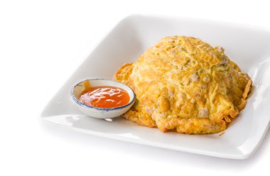 Omelette on steamed rice