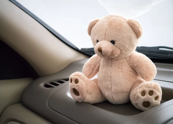 泰迪熊在车里 免版税图库图片