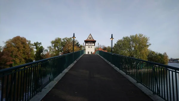 Steinturm Und Brücke Fluss Kulturzentrum Insel Berlin — Stockfoto