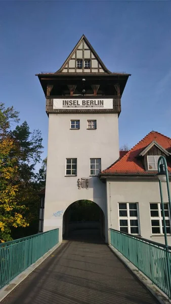 Steinturm Und Brücke Fluss Kulturzentrum Insel Berlin — Stockfoto