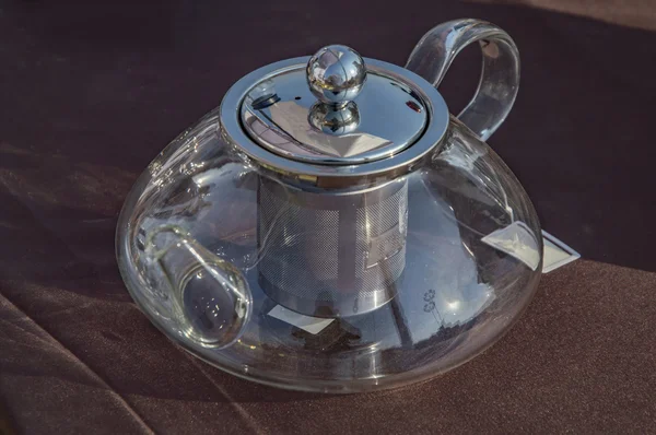 Electric transparent glass kettle — Stock Photo, Image