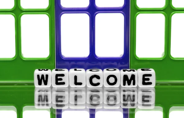 Welcome and three color gates — Stock Photo, Image