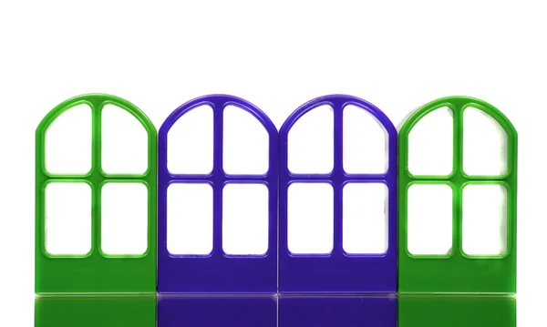 Cuatro marcos azules verdes de la puerta del vacío — Foto de Stock